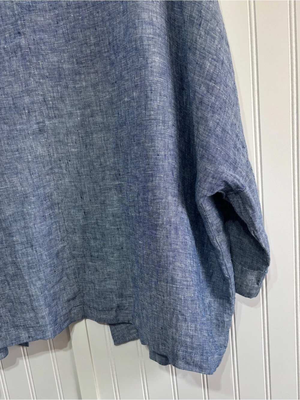 Andrea Jovine Linen Open Front Kimono Cardigan Blue XL Boho Coastal - Picture 7 of 10